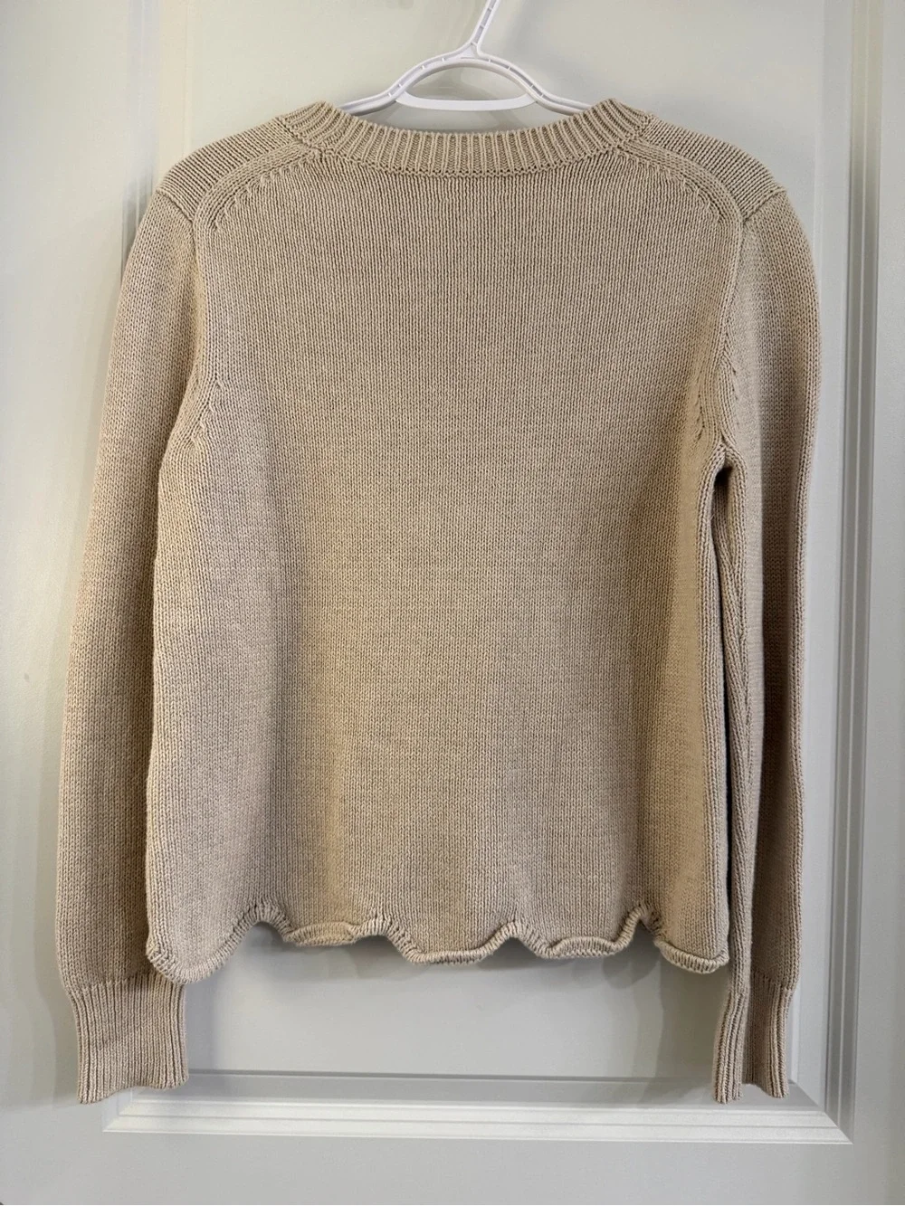 J. Crew Women's Cream Scallop-Hem Crewneck Sweater